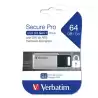 (98666) VERBATIM PENDRIVE SECURE PRO 64GB RETRÁCTIL USB 3.2 HARDWARE ENCRYPTION PLATA