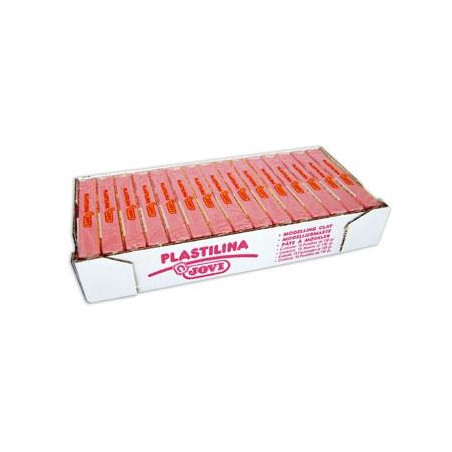 (7107) JOVI PLASTILINA SCHOOL PASTILLA 150GR ROSA CAJA 15 UD