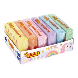 (70/6P) JOVI PLASTILINA PASTILLA 50GR COLORES SURTIDOS PASTEL CAJA 6 UD