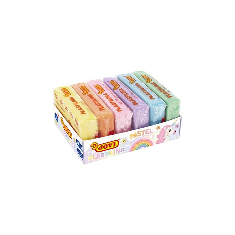 (70/6P) JOVI PLASTILINA PASTILLA 50GR COLORES SURTIDOS PASTEL CAJA 6 UD
