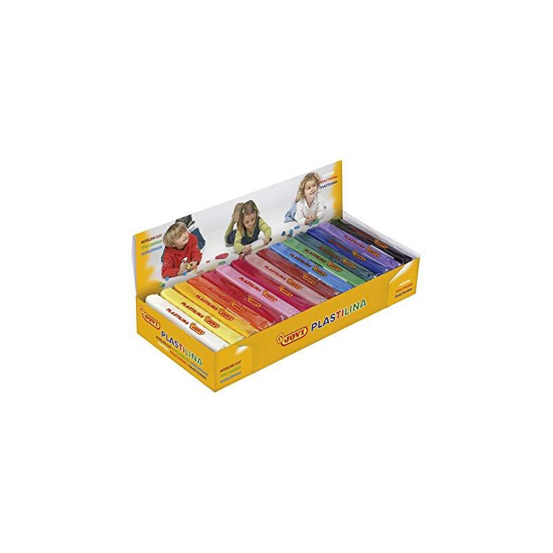 (71S) JOVI PLASTILINA PASTILLA 150GR COLORES SURTIDOS CAJA EXPOSITORA 15 UD