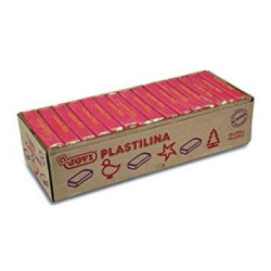 (7205) JOVI PLASTILINA PASTILLA 350GR UNICOLOR ROJO CAJA 15 UD