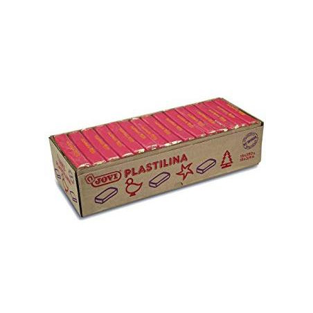 (7205) JOVI PLASTILINA PASTILLA 350GR UNICOLOR ROJO CAJA 15 UD