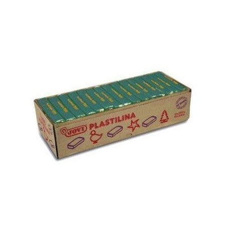 (7211) JOVI PLASTILINA PASTILLA 350GR UNICOLOR VERDE OSCURO CAJA 15 UD