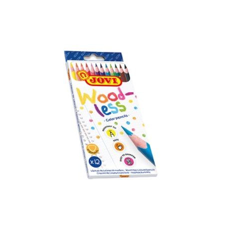 (734/12) JOVI LÁPICES DE COLORES WOODLESS C/SURTIDOS ESTUCHE 12 UD