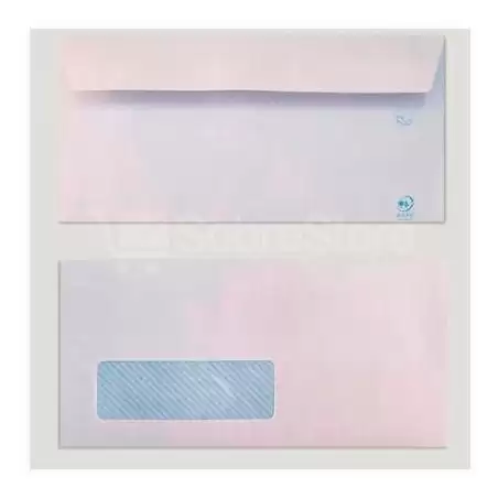 (877S1122VI/500) YOSAN SOBRE OFFSET 90GR 115X225 BLANCO TIRA AUTOADHESIVA Y CON VENTANA IZQUIERDA -500U-