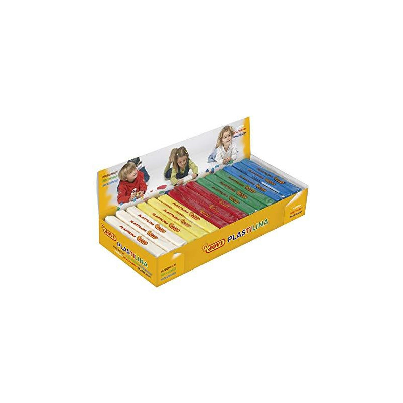 (71B) JOVI PLASTILINA PASTILLA 150GR 5 COLORES BÁSICOS SURTIDOS CAJA EXPOSITORA 15 UD