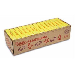 (7202) JOVI PLASTILINA PASTILLA 350GR UNICOLOR AMARILLO CAJA 15 UD