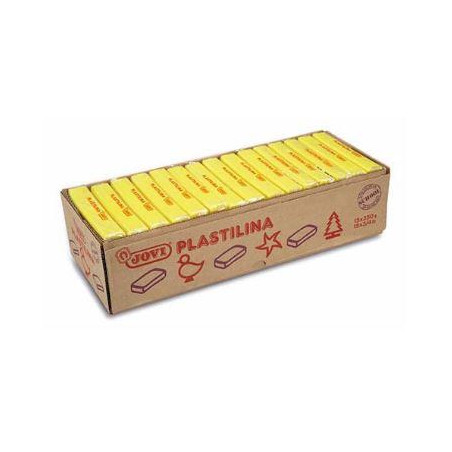 (7202) JOVI PLASTILINA PASTILLA 350GR UNICOLOR AMARILLO CAJA 15 UD