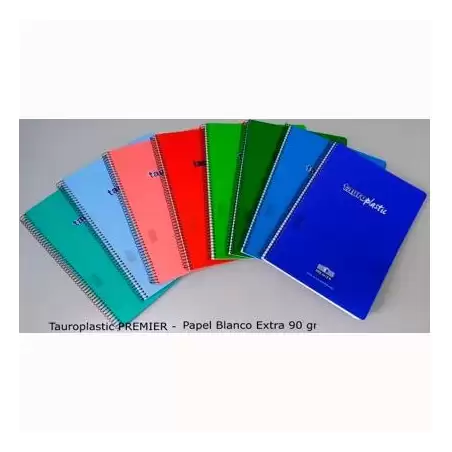 (62805-90) ZORRILLA CUADERNO ESPIRAL TAUROPLASTIC 80H FOLIO 90GR 5X5 T/ PP COLORES SURTIDOS