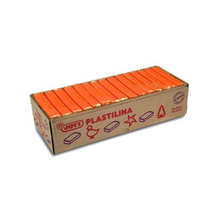 (7204) JOVI PLASTILINA PASTILLA 350GR UNICOLOR NARANJA CAJA 15 UD