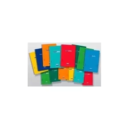 (6488-90) ZORRILLA CUADERNO ESPIRAL TAUROPLASTIC 80H CUARTO 90GR PAUTA 2.5 T/ PP COLORES SURTIDOS