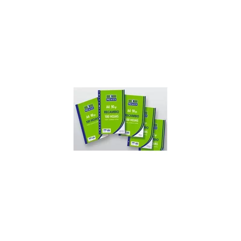 (C5103-A4-90) ZORRILLA RECAMBIO PREMIER 100H A4 90GR 3X3MM 4 TALADROS PAPEL BLANCO EXTRA