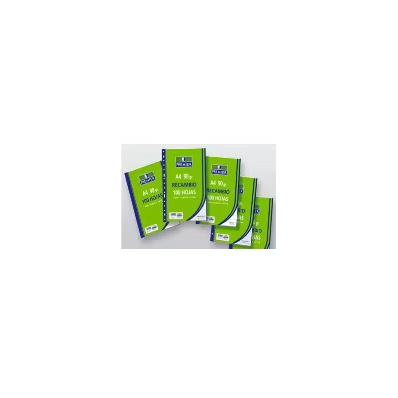 (C515-A4-90) ZORRILLA RECAMBIO PREMIER 100H A4 90GR 4X4MM 4 TALADROS PAPEL BLANCO