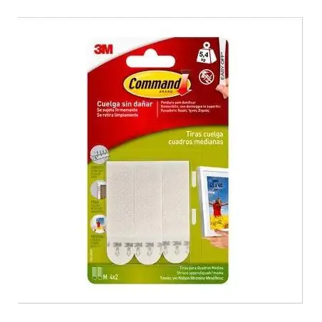 (7100127044) 3M COMMAND TIRAS CUELGA CUADROS BLANCAS MEDIANAS