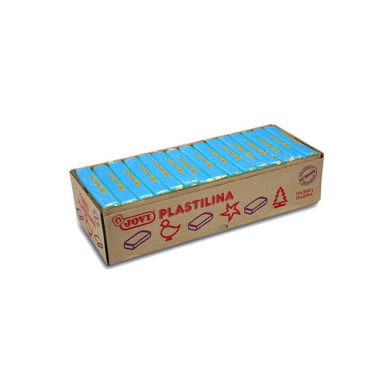 (7212) JOVI PLASTILINA PASTILLA 350GR UNICOLOR AZUL CLARO CAJA 15 UD