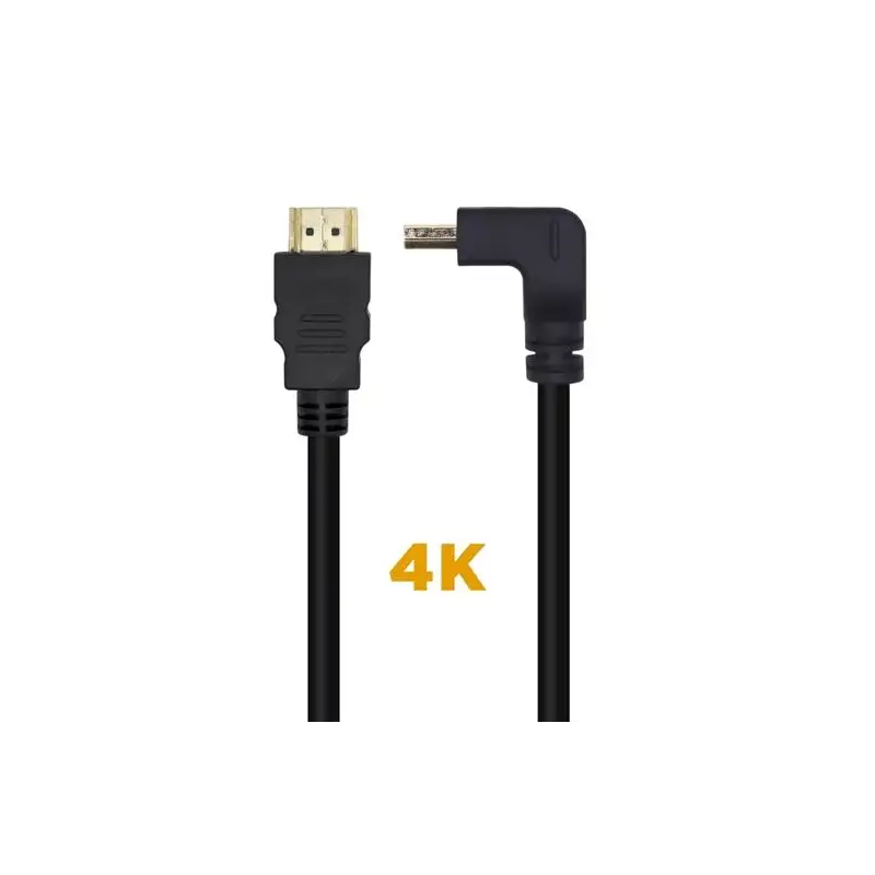 (A120-0457) AISENS CABLE HDMI V2.0 ACODADO PREMIUM ALTA VELOCIDAD HEC 4K@60HZ 18GBPS A/M - A/M NEGRO 2M