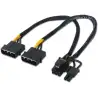 (A131-0165) AISENS CABLE TARJETA GRÁFICA 2XMOLEX 4PIN/M - PCI-E (MOLEX 6+2PIN)/M NEGRO 20CM