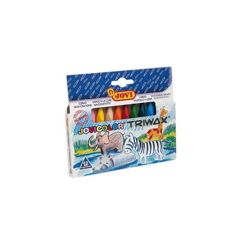 (973/12) JOVI CERAS JOVICOLOR TRIWAX 82MM COLORES SURTIDOS ESTUCHE 12 UD
