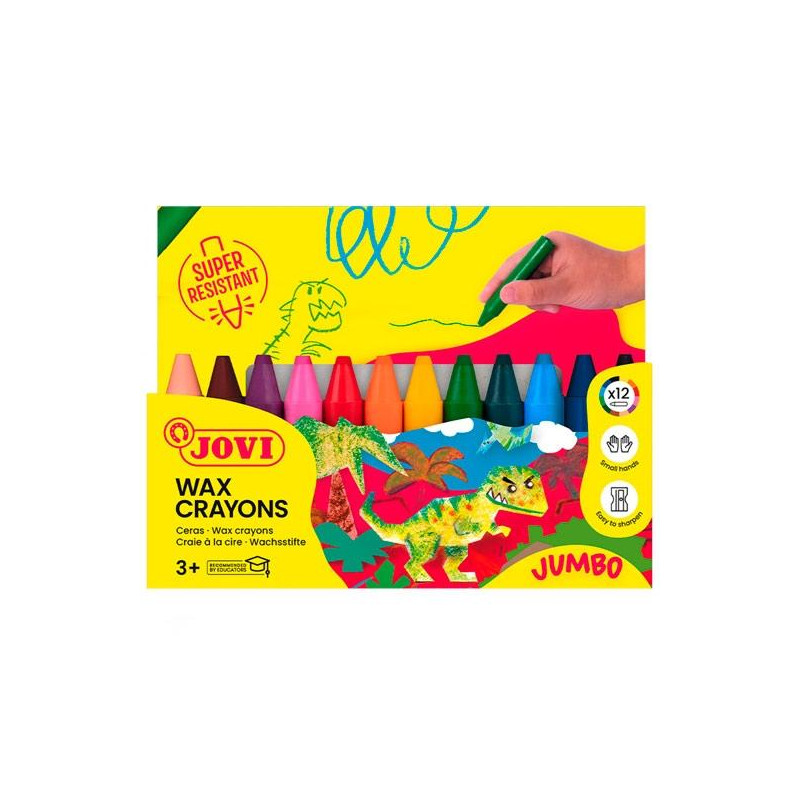 (980/12) JOVI CERAS WAX CRAYONS JUMBO COLORES SURTIDOS ESTUCHE 12 UD