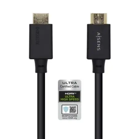 (A150-0422) AISENS CABLE HDMI V2.1 PREMIUM ALTA VELOCIDAD HEC 8K@60HZ 48GBPS A/M - A/M NEGRO 1