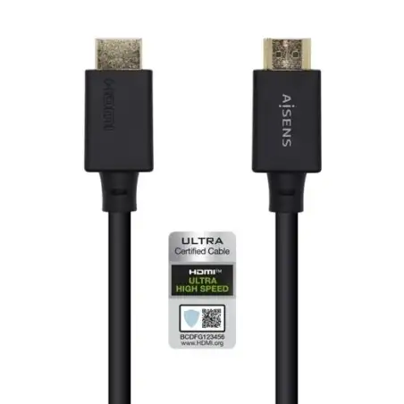 (A150-0423) AISENS CABLE HDMI V2.1 PREMIUM ALTA VELOCIDAD HEC 8K@60HZ 48GBPS A/M - A/M NEGRO 2