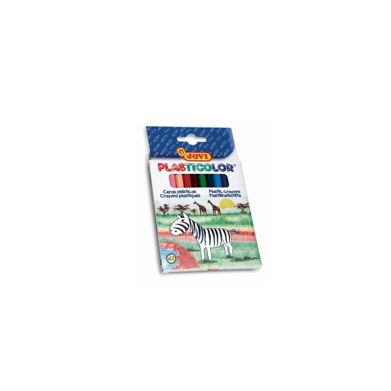 (913) JOVI CERAS PLASTICOLOR 117MM COLORES SURTIDOS ESTUCHE 12 UD