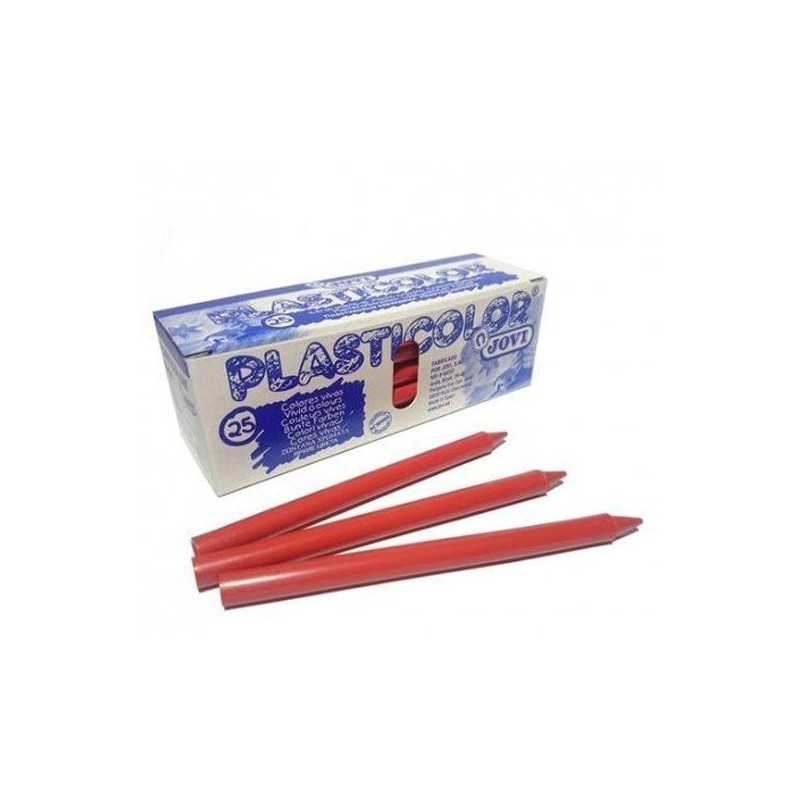 (92502) JOVI CERAS PLÁSTICAS CRAYONS STUDENT UNICOLOR ROJO CAJA 25 UD