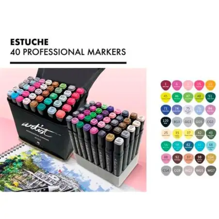 (AB-0740) ALEX BOG ROTULADORES LUXURY CANVAS GAMA ARTIST DOBLE PUNTA FINA/BISELADA C/SURTIDOS ESTUCHE DE LUJO 40 UD