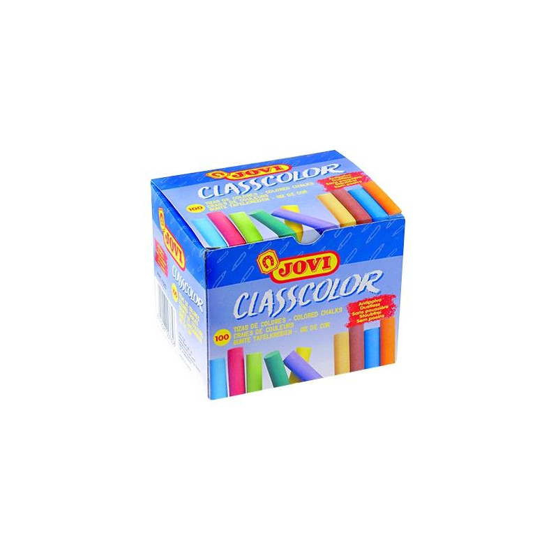 (1120) JOVI TIZAS CLASSCOLOR SCHOOL ANTIPOLVO REDONDAS COLORES SURTIDOS CAJA 100 UD