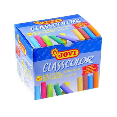(1120) JOVI TIZAS CLASSCOLOR SCHOOL ANTIPOLVO REDONDAS COLORES SURTIDOS CAJA 100 UD