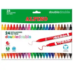 (AR002058N) ALPINO ROTULADORES DOUBLE DOBLE PUNTA FINA/GRUESA ESTUCHE 24 C/SURTIDOS