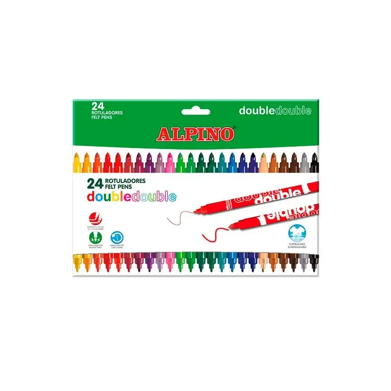 (AR002058N) ALPINO ROTULADORES DOUBLE DOBLE PUNTA FINA/GRUESA ESTUCHE 24 C/SURTIDOS