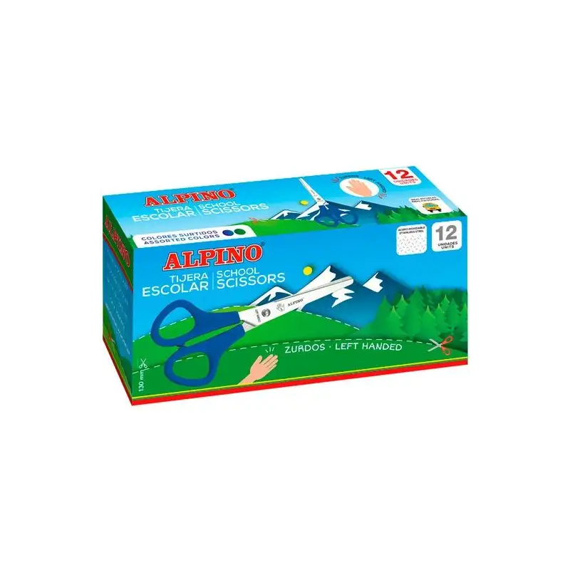 (PT0020) ALPINO TIJERAS ESCOLARES SCHOOL ESPECIAL ZURDOS ACERO INOXIDABLE C/SURTIDOS
