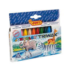 (973/12) JOVI CERAS JOVICOLOR TRIWAX 82MM COLORES SURTIDOS ESTUCHE 12 UD