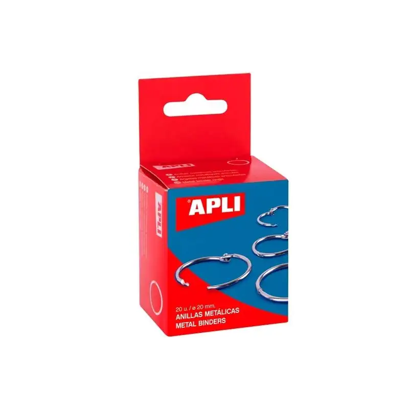 (00451) APLI ANILLAS METÁLICAS ARTICULADAS Ø20MM CAJA 20 UD NIQUELADAS