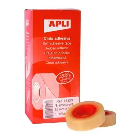 (11329) APLI CINTA ADHESIVA TRANSPARENTE ROLLO 15MM X 33M