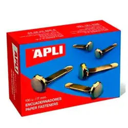 (12284) APLI ENCUADERNADORES METÁLICOS SIN ARANDELA DORADOS 17MM - 100UD-