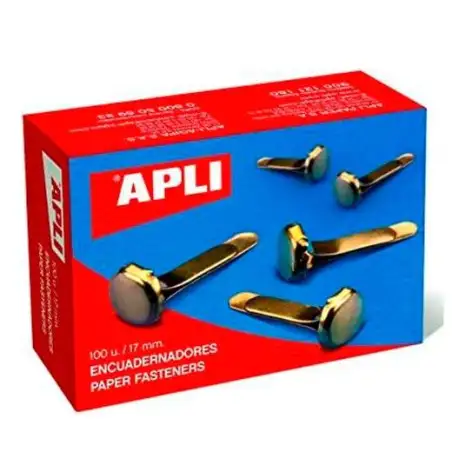(12284) APLI ENCUADERNADORES METÁLICOS SIN ARANDELA DORADOS 17MM - 100UD-