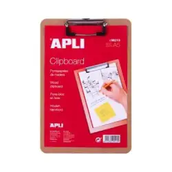 (18213) APLI CARPETA CON PINZA ALAMBRE SUPERIOR A5 BASE DE MADERA