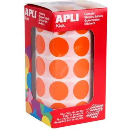 (11488) APLI GOMETS REDONDOS 20MM ROLLO NARANJA