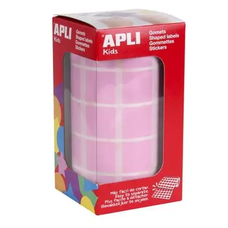 (11499) APLI GOMETS CUADRADOS 20MM ROLLO ROSA -ROLLO 1770 UNIDADES-