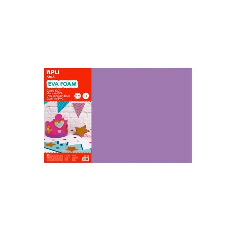 (12767) APLI GOMA EVA 40X60CM GROSOR 2MM LILA PACK 5 UD