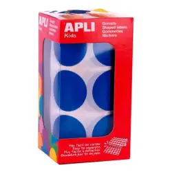 (17864) APLI GOMETS REDONDOS 33MM ROLLO AZUL -ROLLO 708 UNIDADES-