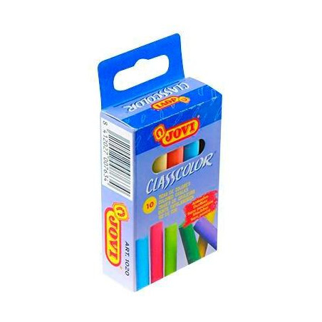 (1020) JOVI TIZAS CLASSCOLOR SCHOOL ANTIPOLVO 80MM CAJA 10 UD C/SURTIDOS