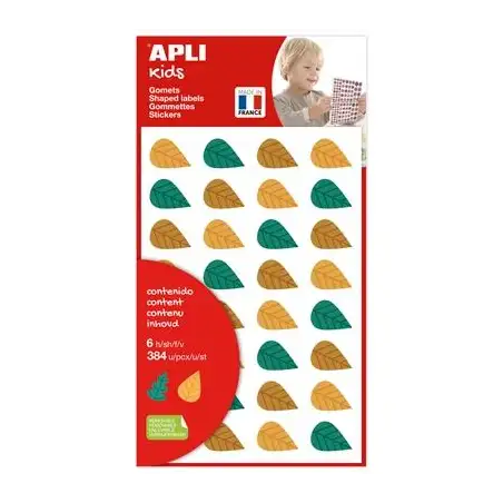 (19472) APLI GOMETS HOJAS DE ÁRBOLES REMOVIBLES 384U 6 HOJAS C/SURTIDOS