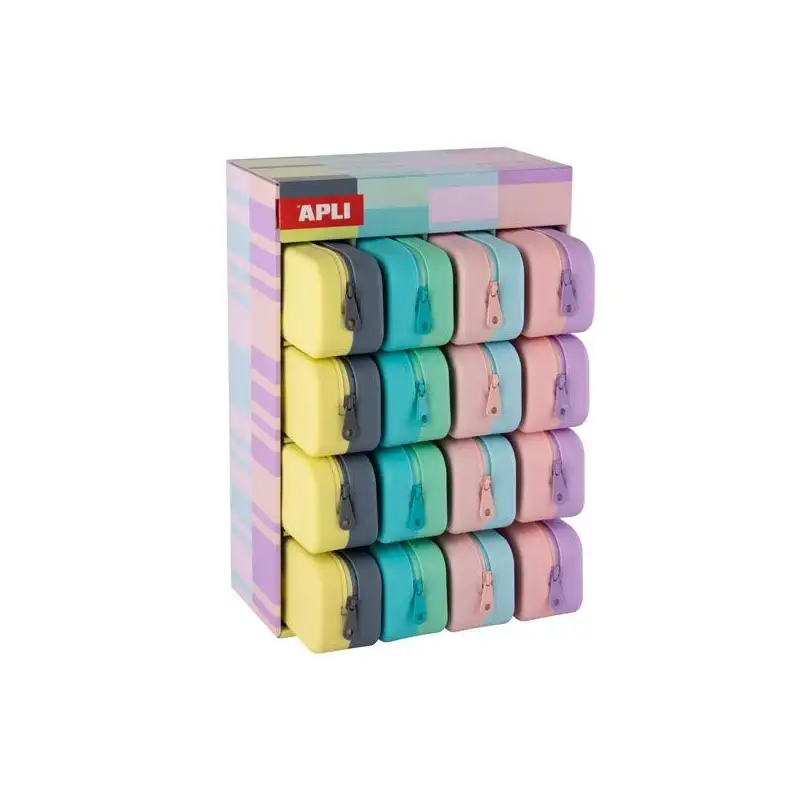 (20647) APLI ESTUCHE DE SILICONA BICOLOR NORDIK PASTEL 185X55X75MM EXPOSITOR DE 16 C/SURTIDOS