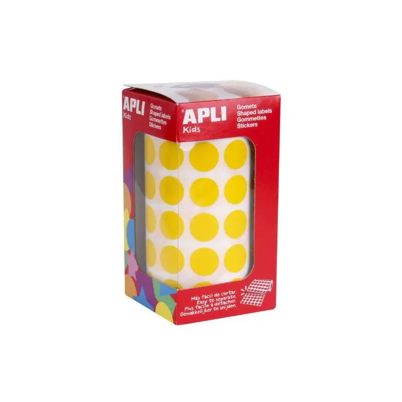 (4855) APLI GOMETS REDONDOS 15MM ROLLO AMARILLO -ROLLO 2832 UNIDADES-