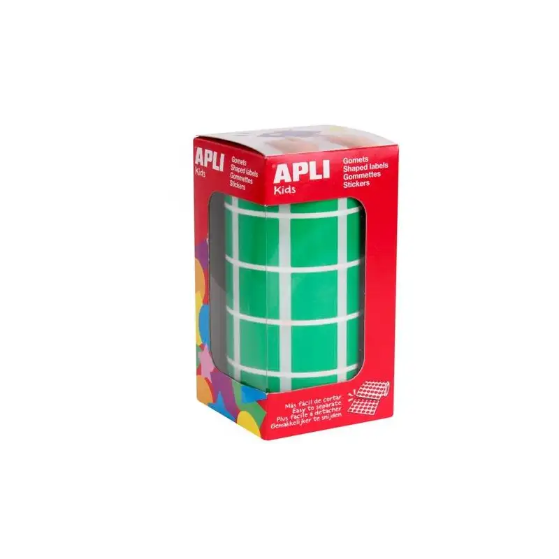(4878) APLI GOMETS CUADRADOS 20MM ROLLO VERDE -ROLLO 1770 UNIDADES-