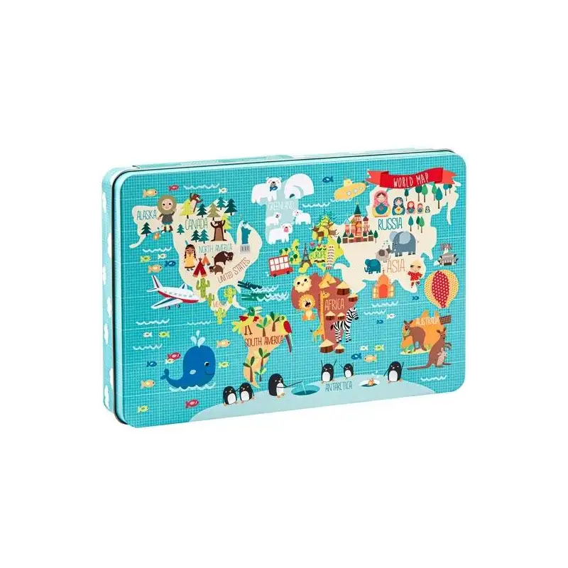 (14550) APLI PUZZLE TEMÁTICA MAPAMUNDI 24 PIEZAS CAJA METÁLICA +3 AÑOS